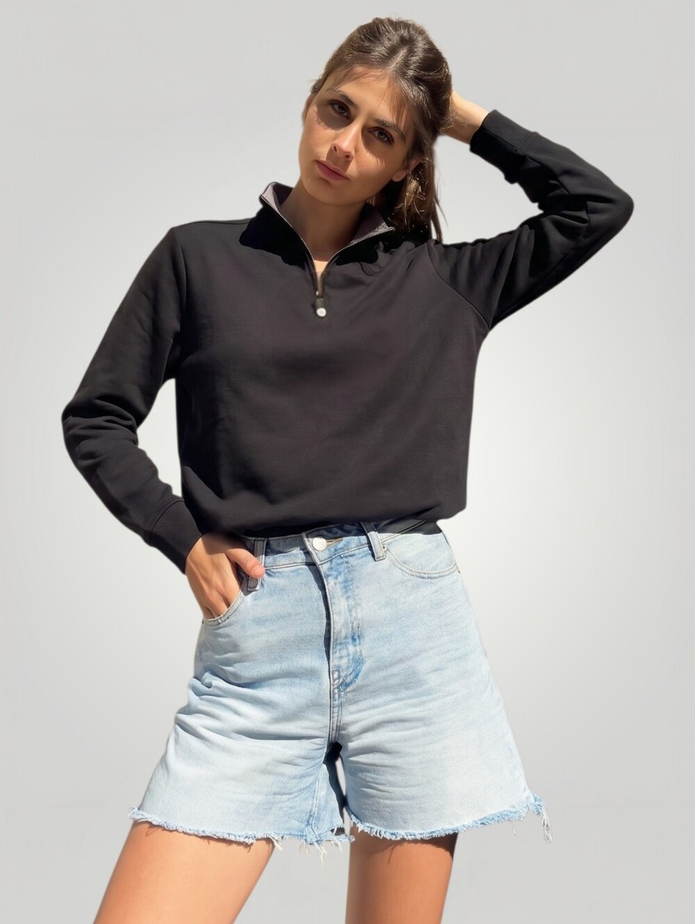 Johnnie-O Women's Small Black Quarter Zip Pullover Sweater Diaz New